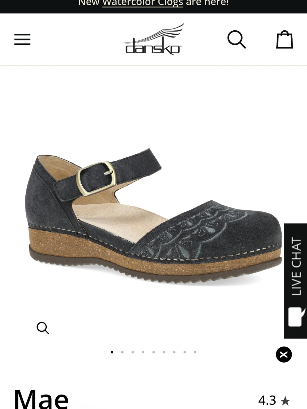 Dansko Mae Charcoal Suede Mary Jane with Buckle